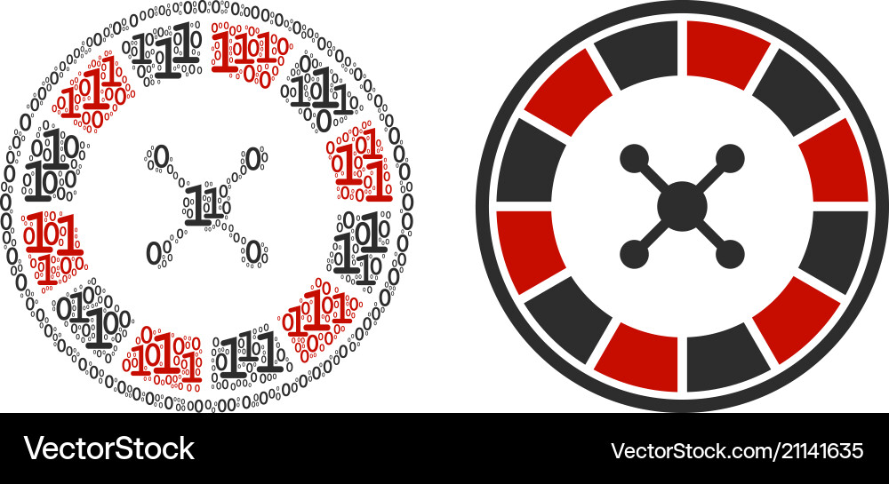 Roulette mosaic of binary digits vector image