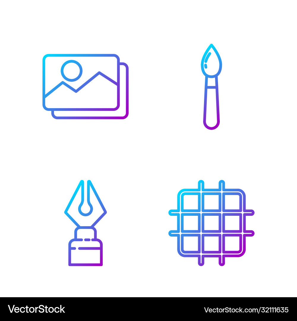 Set line grid graph paper fountain pen nib Set line grid graph paper fountain pen nib vector image