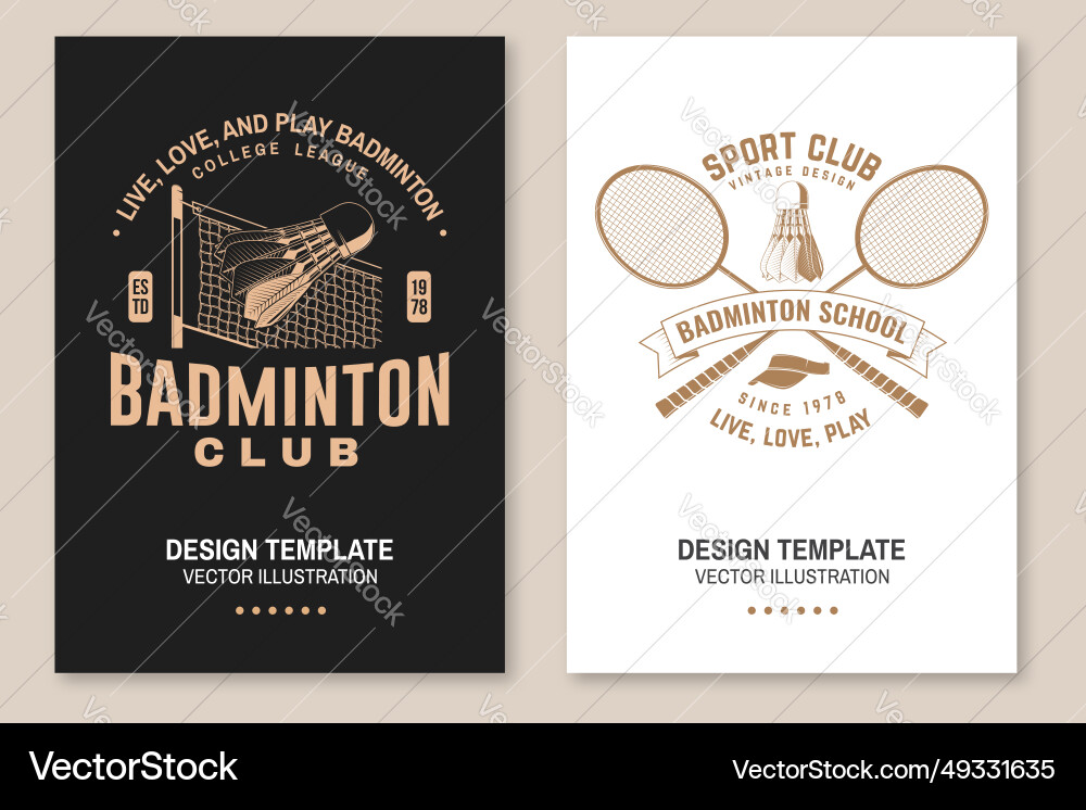 Set von Badminton Sport Vintage Flyer Poster Set von Badminton Sport Vintage Flyer Poster vektorbild