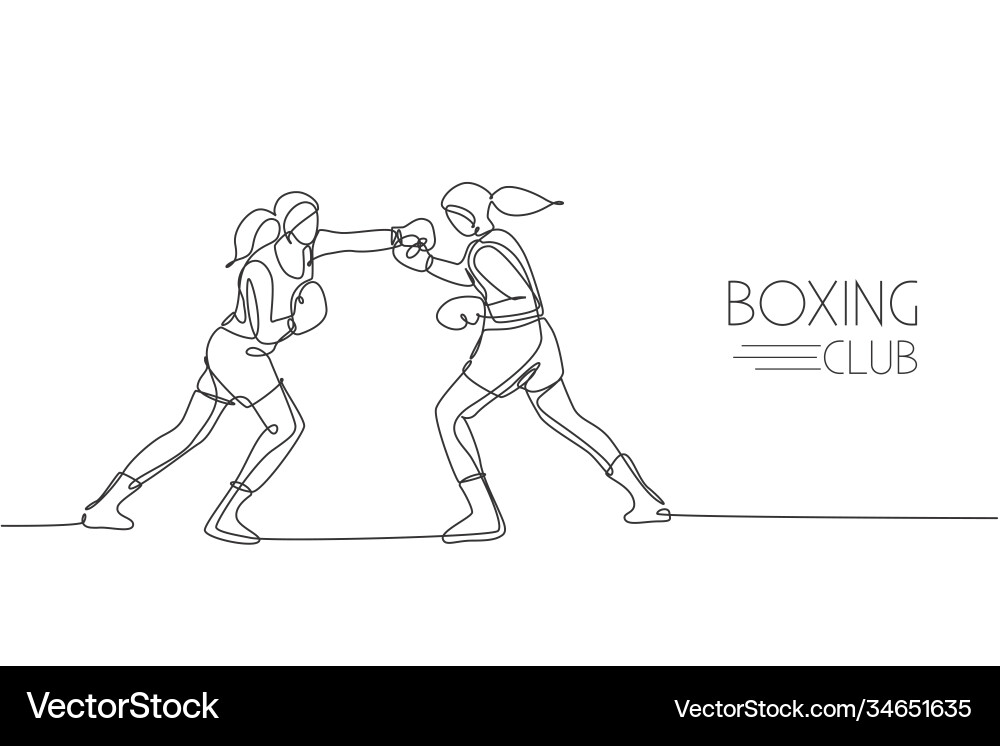 Single continuous line drawing two young agile Single continuous line drawing two young agile vector image