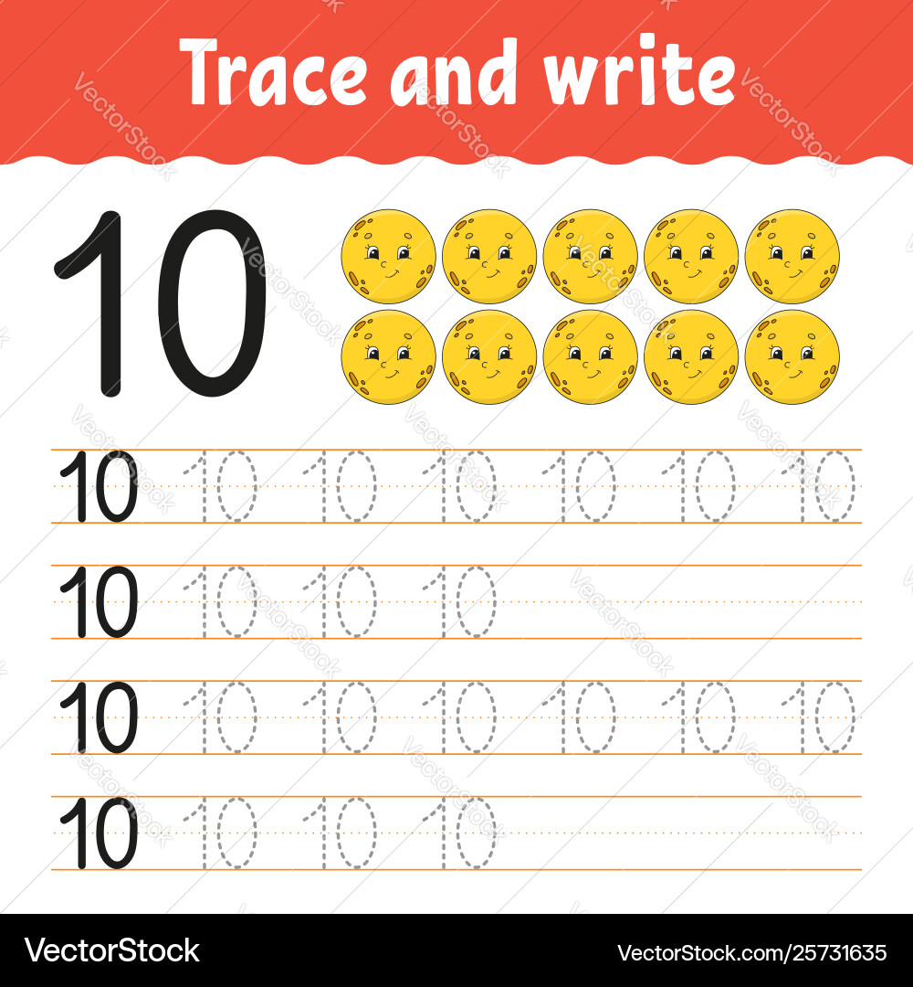 Trace and write handwriting practice learning Trace and write handwriting practice learning vector image