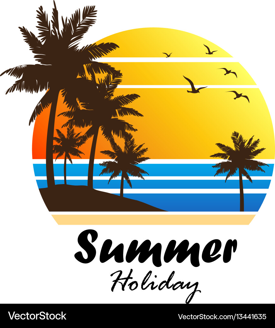 Tropical Sunset Beach Royalty Free Vector Image