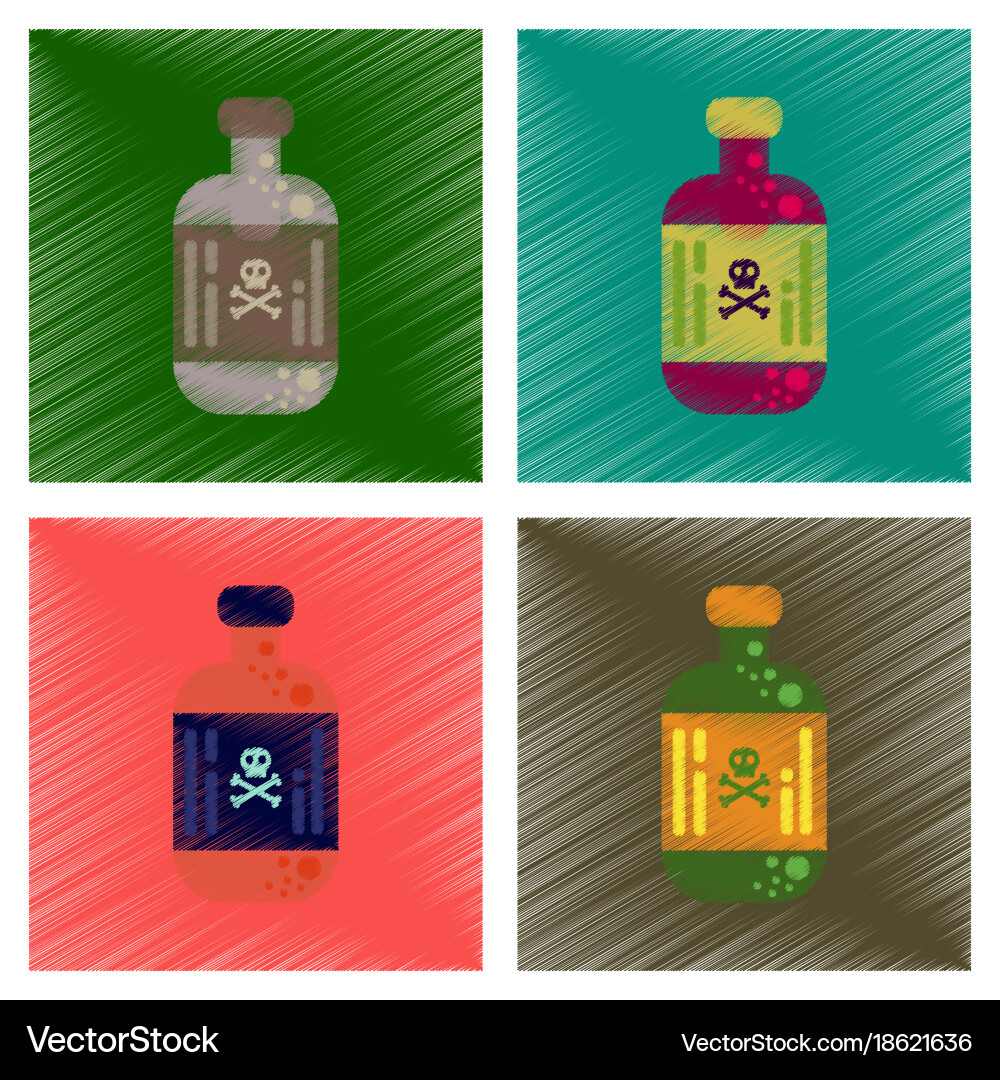 Assembly flat shading style icons potion in bottle Vector Image