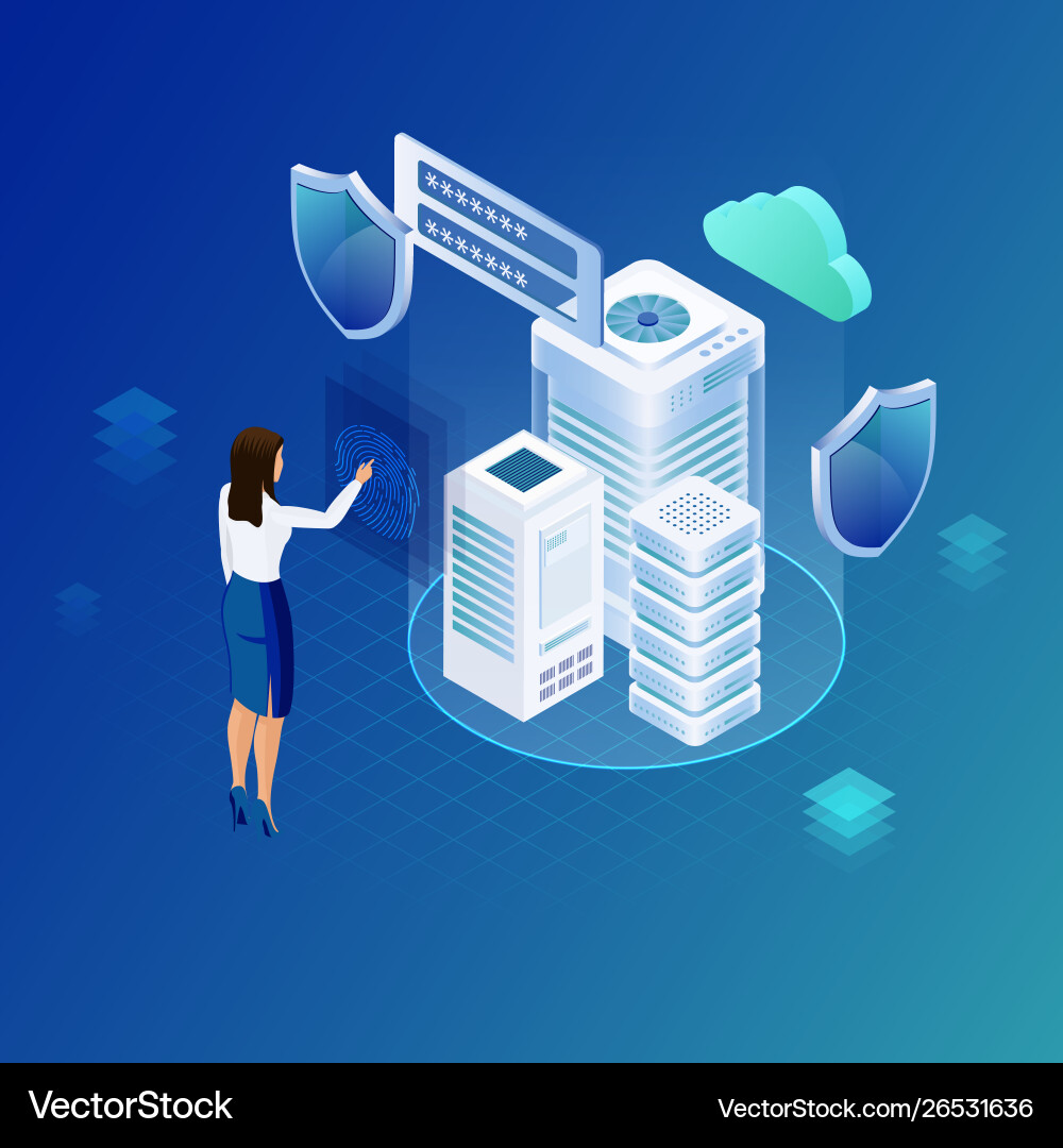 Data protection hosting net or database concept vector image