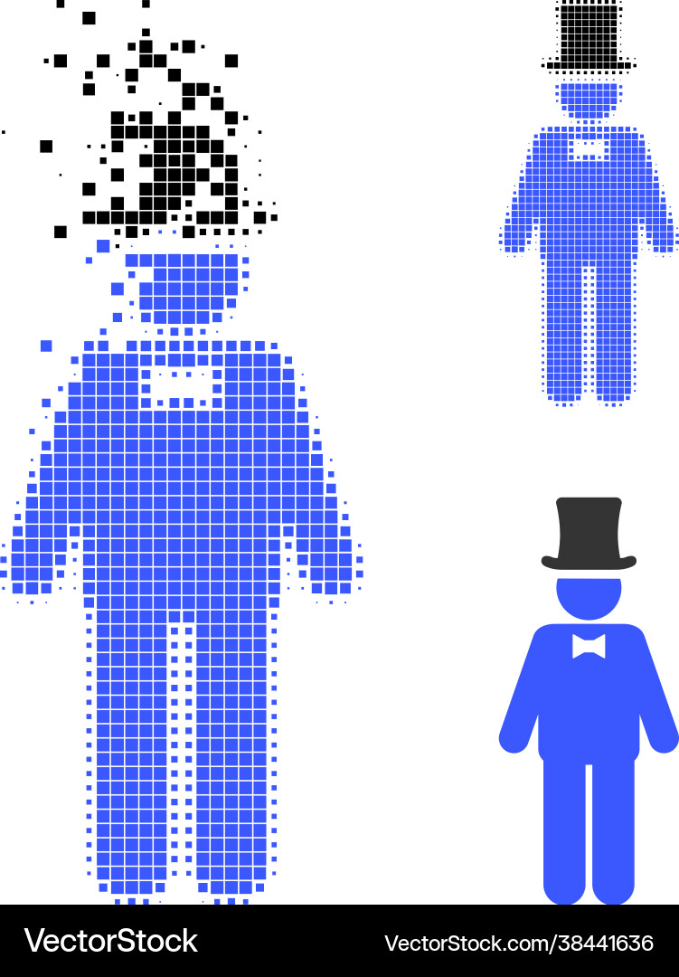 Dissolved dot gentleman icon with halftone version Dissolved dot gentleman icon with halftone version vector image