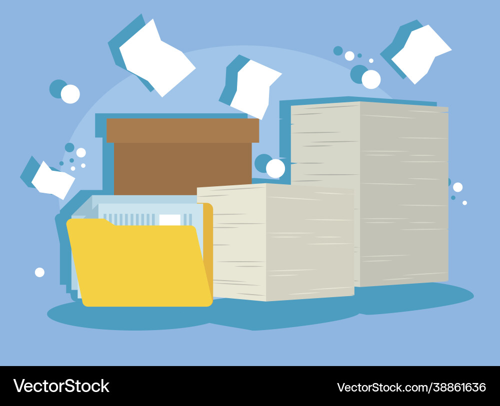 Folder and documents in box vector image