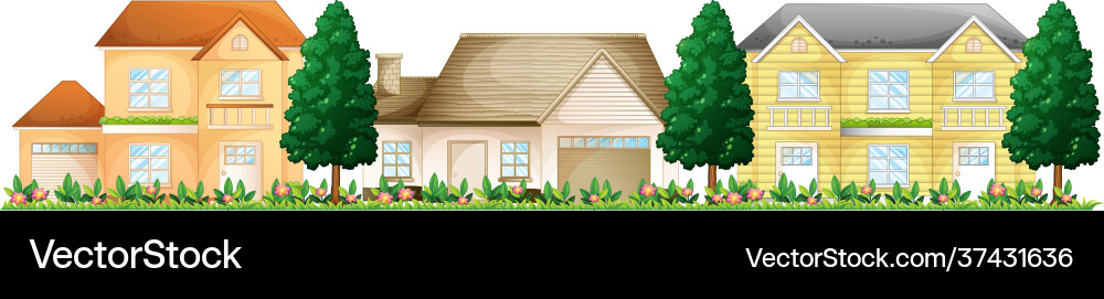 Front suburban houses on white background Front suburban houses on white background vector image