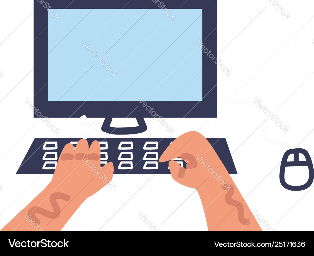 Man typing on keyboard vector image