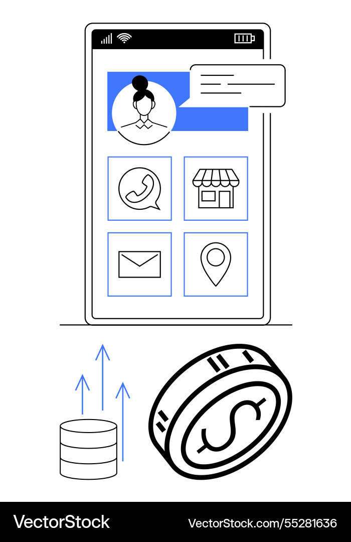 Mobile application interface with communication Mobile application interface with communication vector image