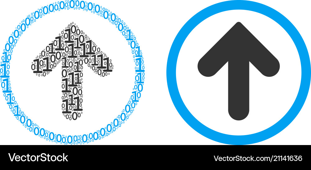 Rounded arrow mosaic of binary digits vector image
