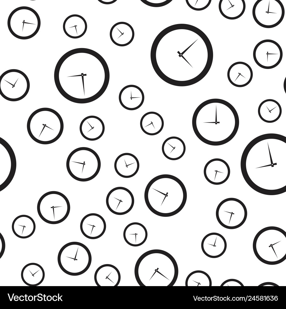 Seamless pattern of round clocks Vector Image