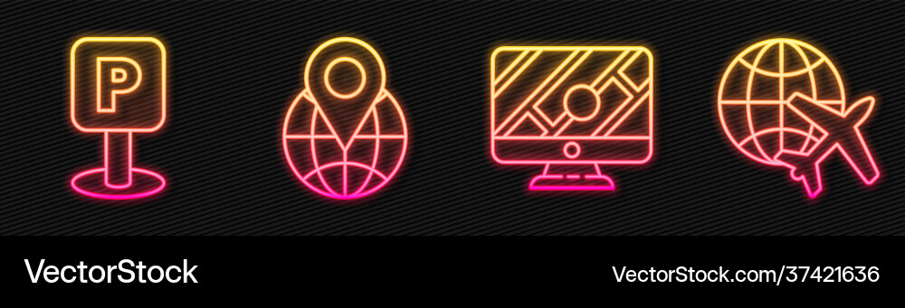Set line monitor with location marker parking Set line monitor with location marker parking vector image