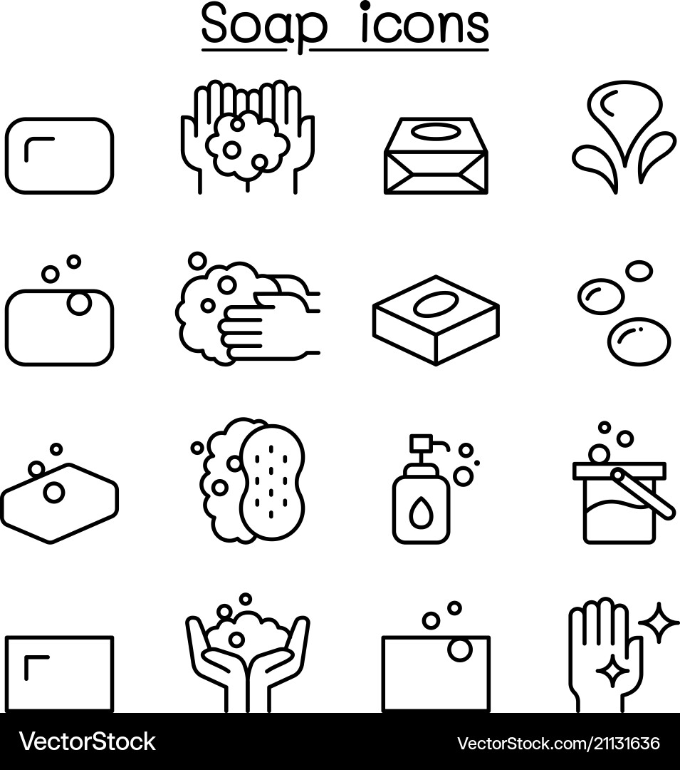 Soap icon set in thin line style Soap icon set in thin line style vector image
