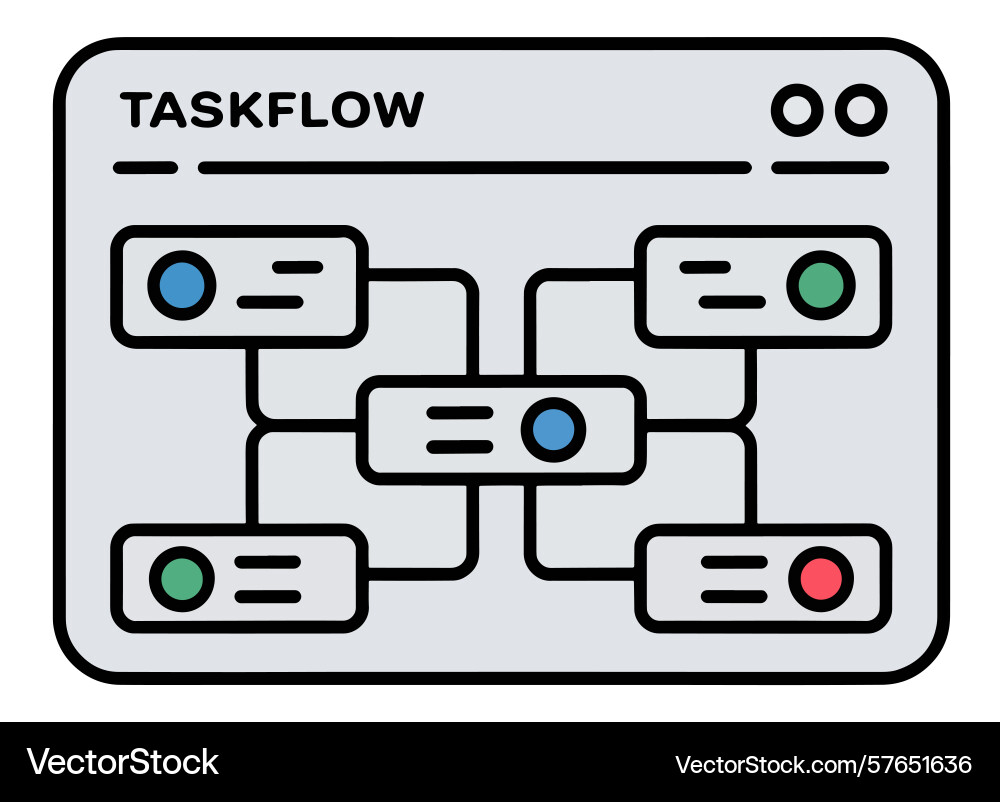 Taskflow diagram on a digital interface Vector Image