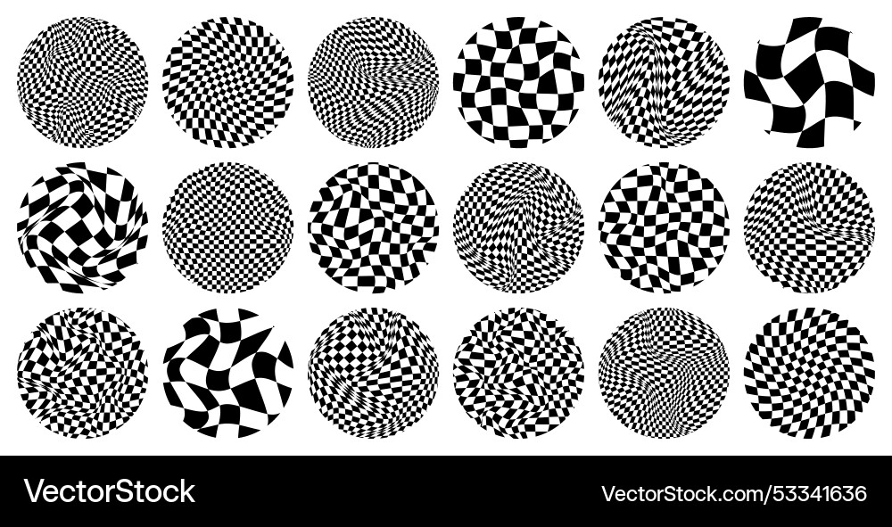 Trendy round checkered pattern distorted tiled Trendy round checkered pattern distorted tiled vector image