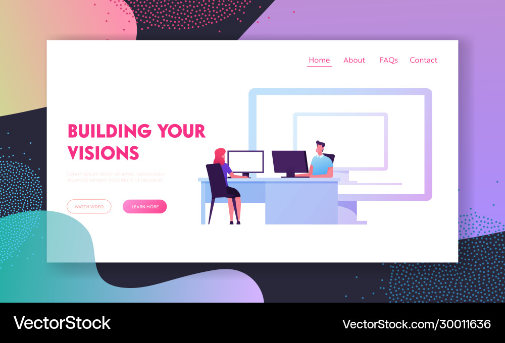 Virtual machines computing landing page template Virtual machines computing landing page template vector image