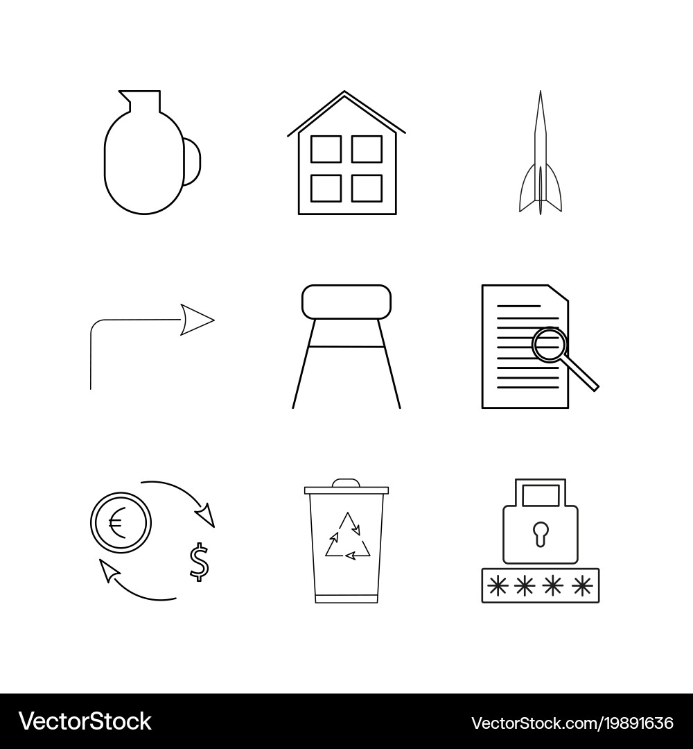 Web linear icon set simple outline icons vector image