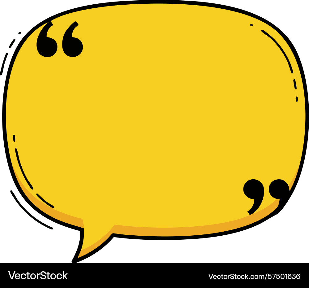 Yellow speech bubble with quotation marks Vector Image