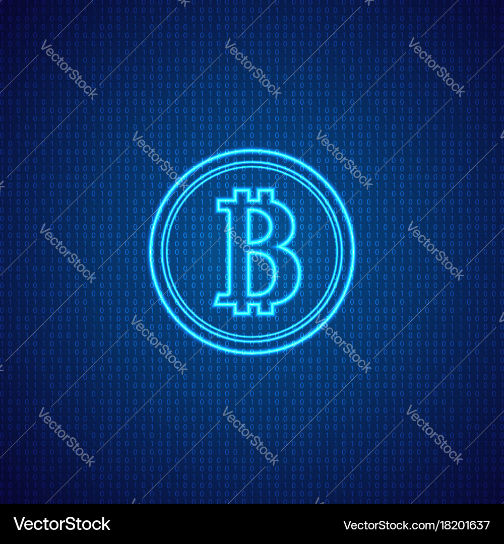 Bitcoin on a digital abstract background Vector Image