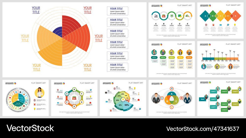 Bright analytic charts design set Bright analytic charts design set vector image