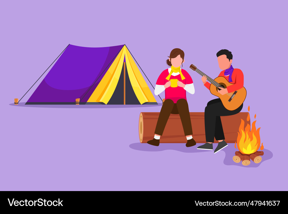 Character flat drawing of man woman sing song Character flat drawing of man woman sing song vector image