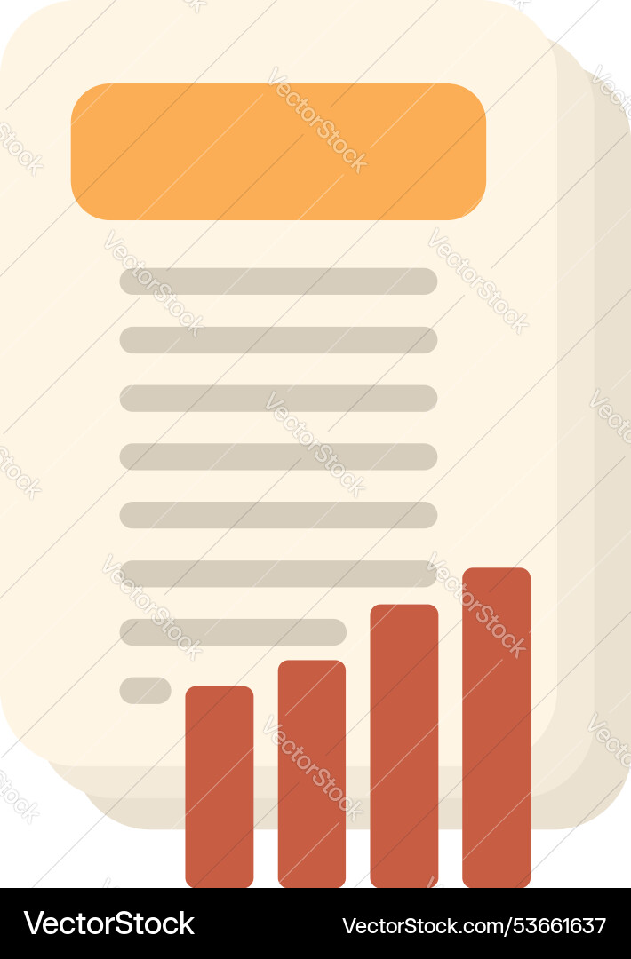 Document with growing bar chart showing positive Document with growing bar chart showing positive vector image