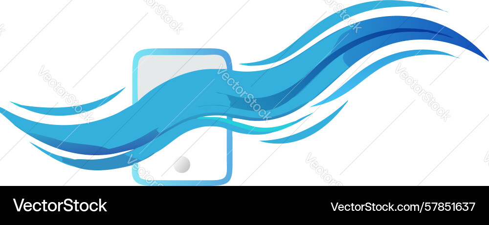 Dynamic data flow into tablet blue abstract vector image