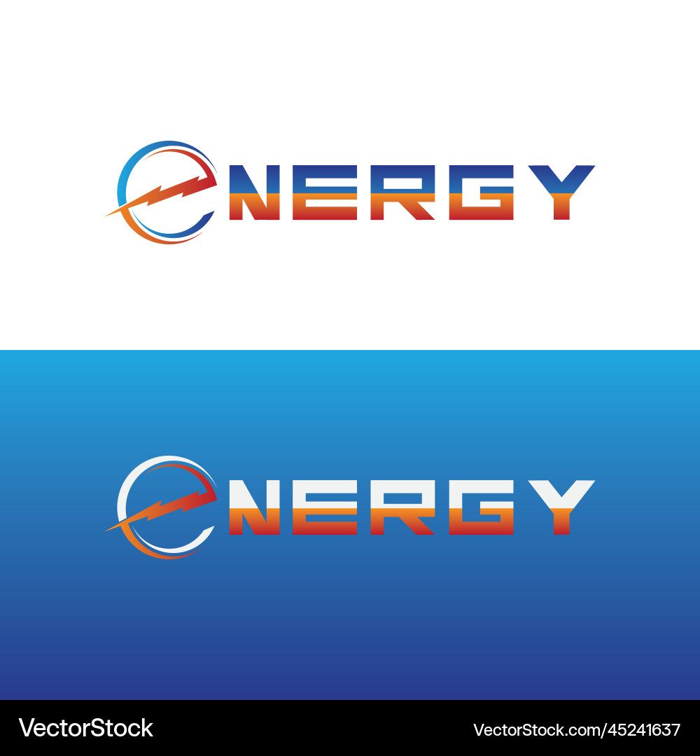 Energy text font dynamic logo with lightning Energy text font dynamic logo with lightning Vector Image