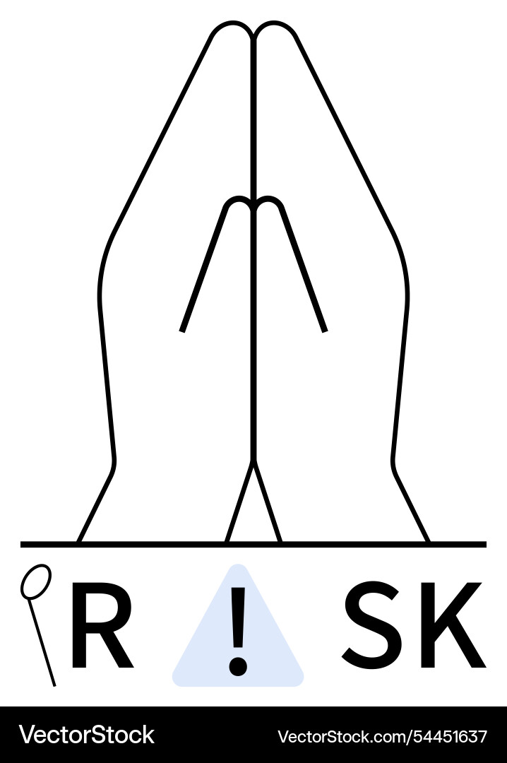 Hands in a prayer pose with letters r and sk Vector Image