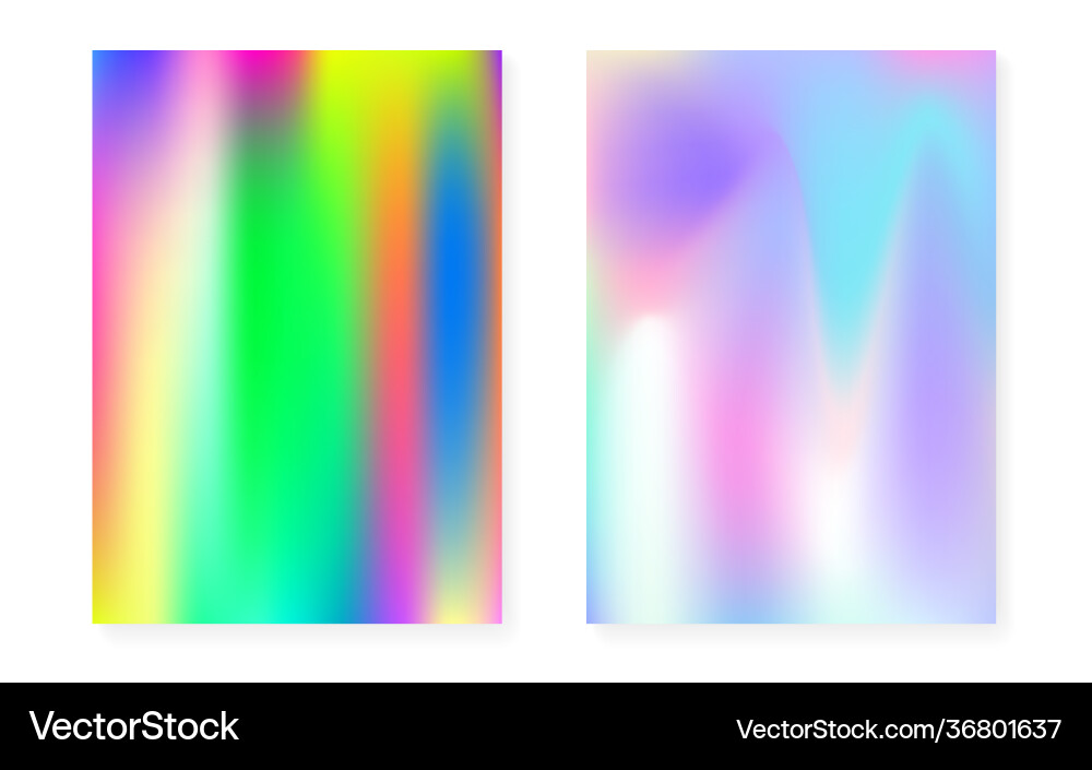Holographic gradient background set with hologram Holographic gradient background set with hologram vector image
