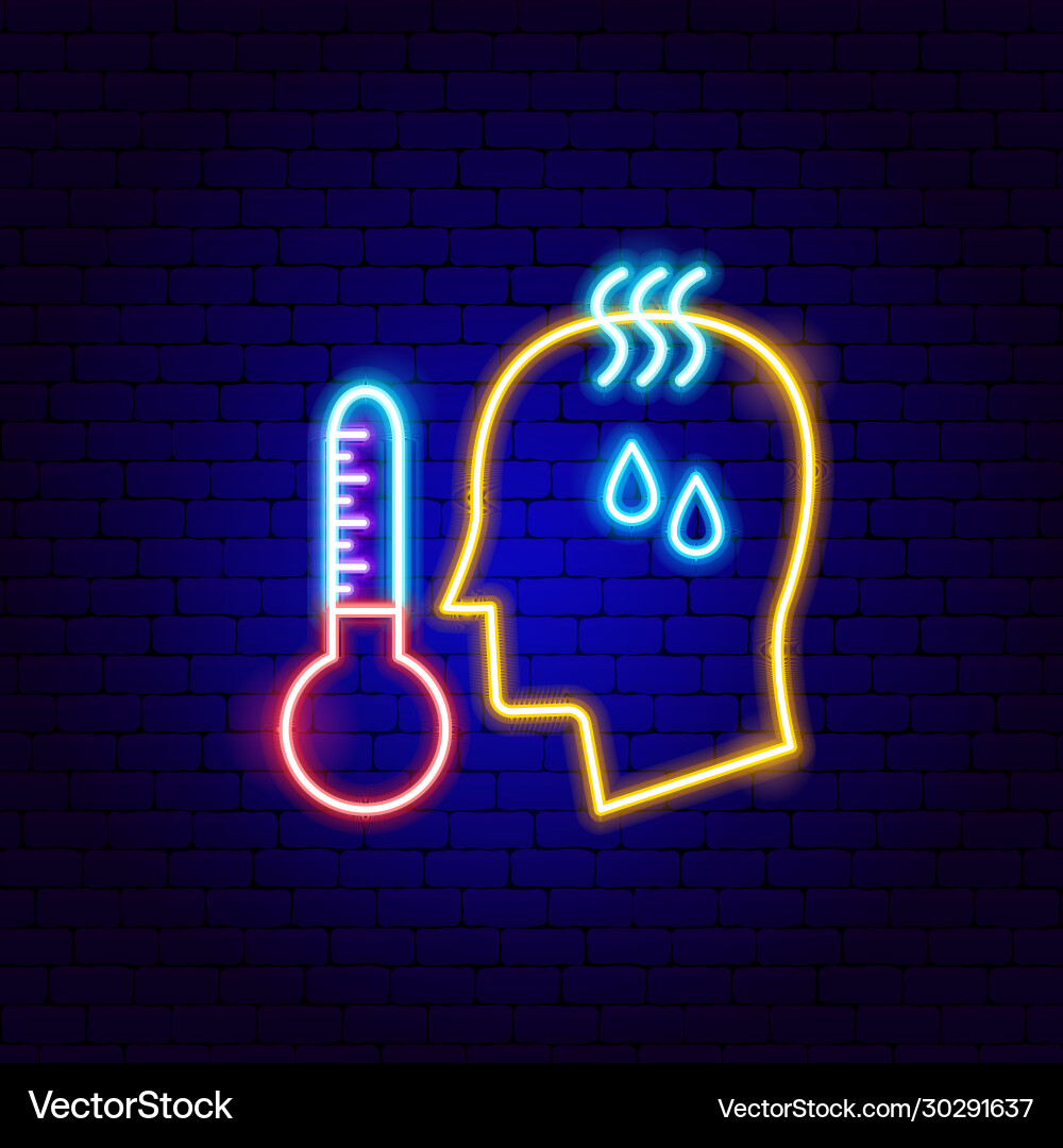 Mensch hohe Temperatur Neonzeichen Mensch hohe Temperatur Neonzeichen vektorbild