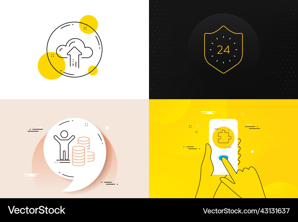 Minimal set of puzzle cloud upload and 24 hours Minimal set of puzzle cloud upload and 24 hours Vector Image