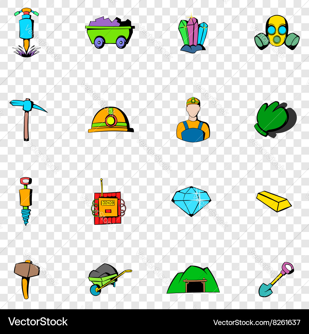 Mining set icons Vector Image