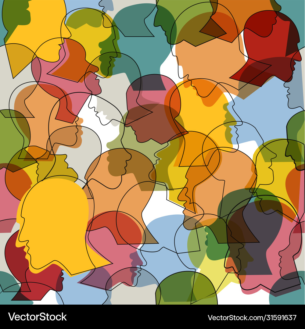 Seamless pattern a crowd many different vector image