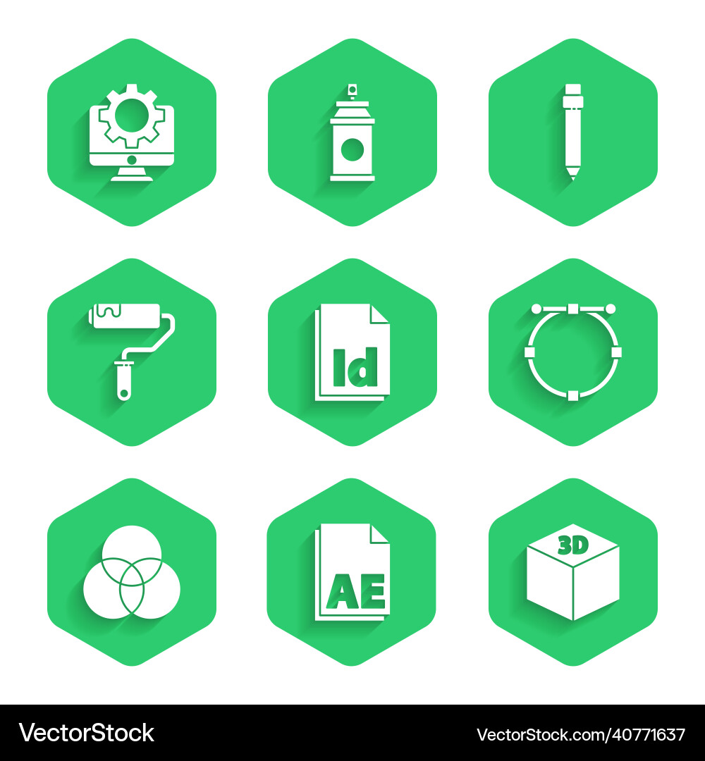 Set id file document ae isometric cube vector image