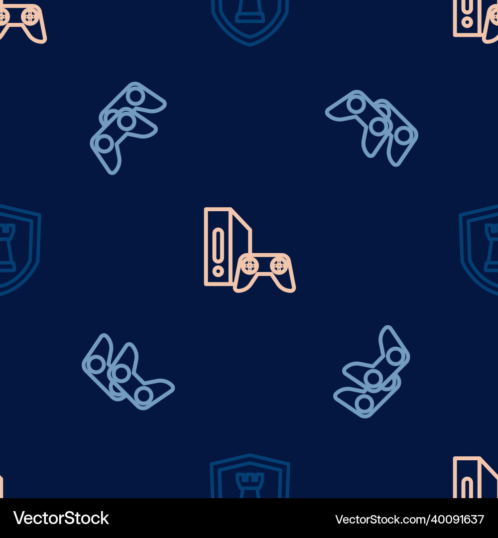 Set line chess shield game controller or joystick Set line chess shield game controller or joystick vector image