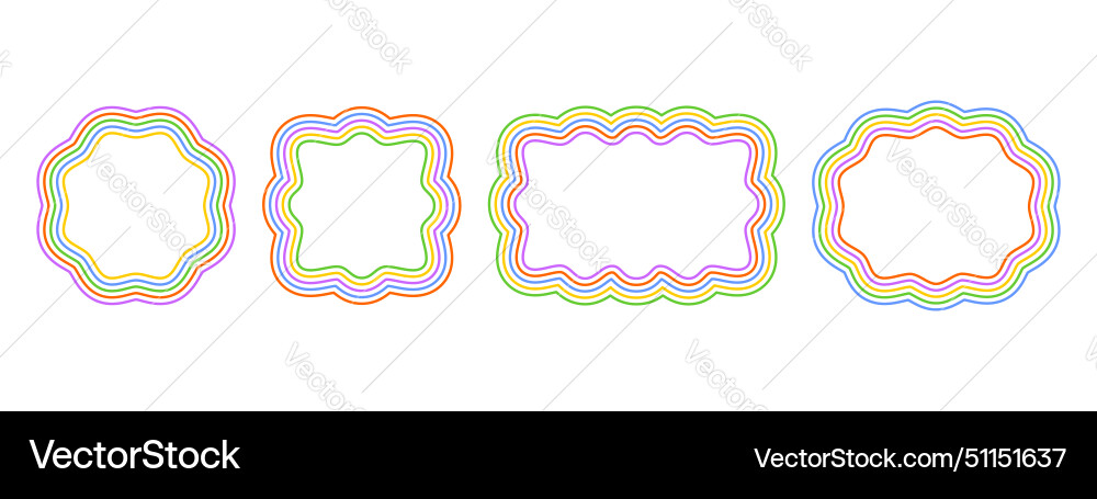 Set of round square rectangle and oval frames Set of round square rectangle and oval frames vector image