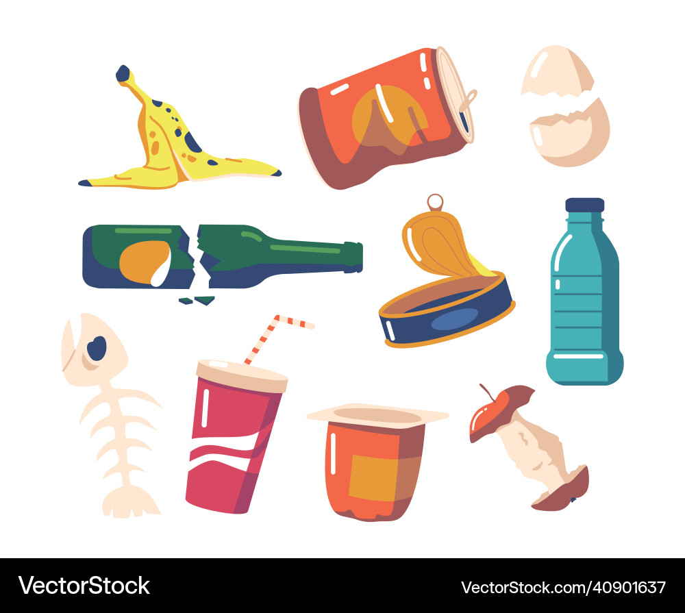 Set verschiedene Müll und alte Sachen Plastiktasse Set verschiedene Müll und alte Sachen Plastiktasse vektorbild