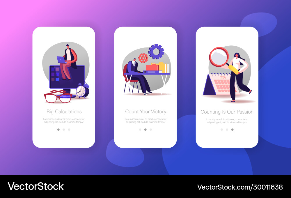 Audit mobile app page onboard screen template Audit mobile app page onboard screen template vector image
