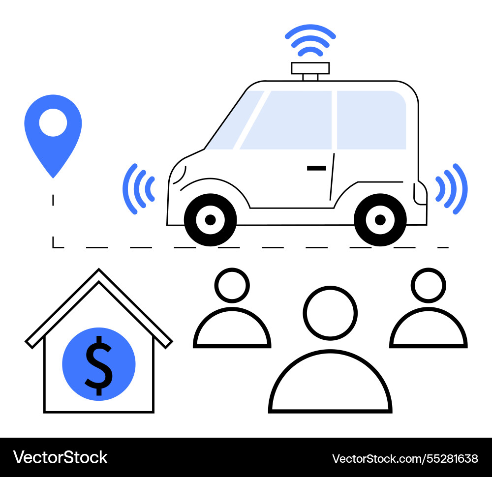 Autonomous vehicle with gps navigation and ride Autonomous vehicle with gps navigation and ride Vector Image