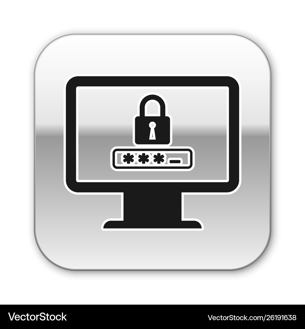 Black monitor with password notification and lock Black monitor with password notification and lock vector image