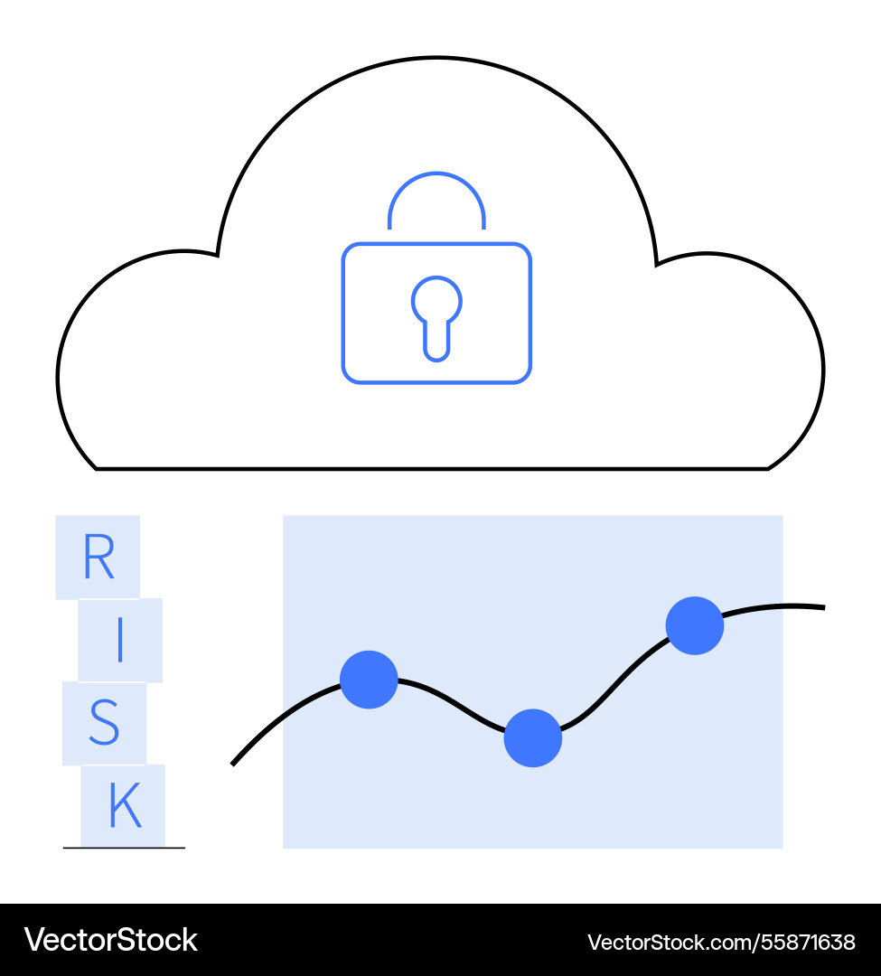 Cloud security with risk management and data Cloud security with risk management and data vector image