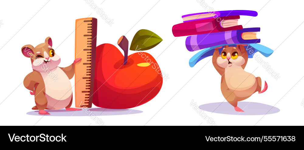 Cute Hamster Zeichen auf weiß isoliert gesetzt Cute Hamster Zeichen auf weiß isoliert gesetzt vektorbild