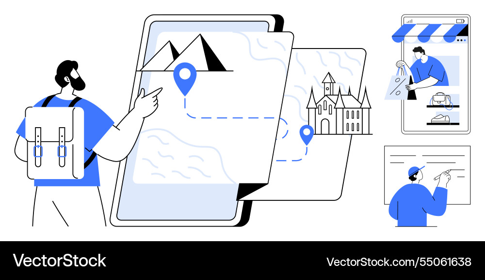 Digital exploration journey with navigation vector image