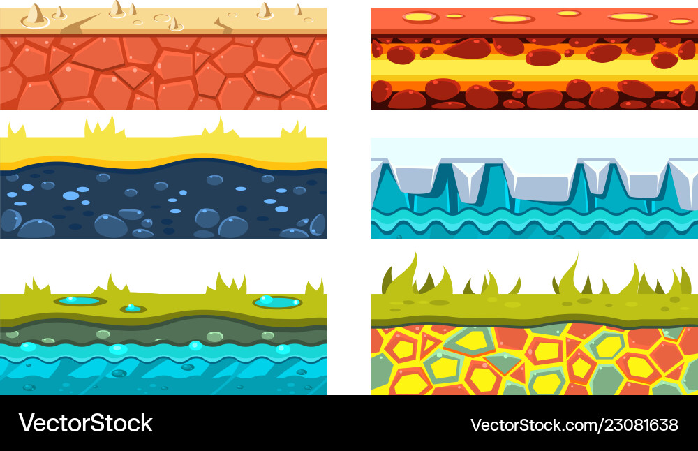 Flat set of 6 platforms for mobile game Flat set of 6 platforms for mobile game vector image