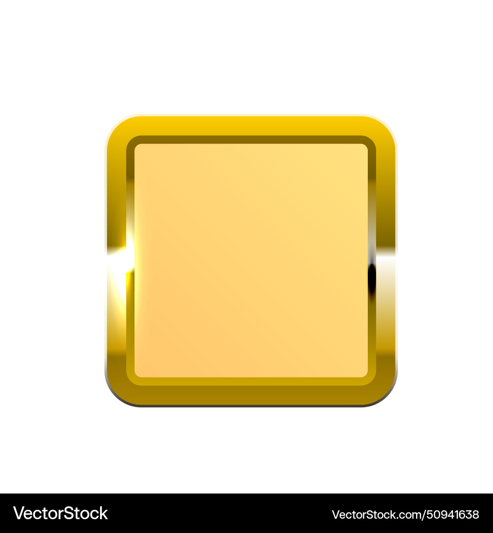 Gold square glossy frame with light effect vector image