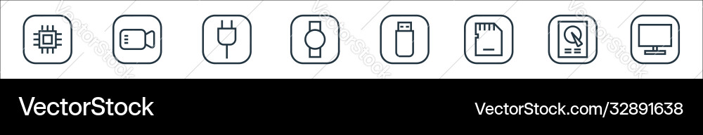 Hardware and gadgets line icons linear set Hardware and gadgets line icons linear set vector image