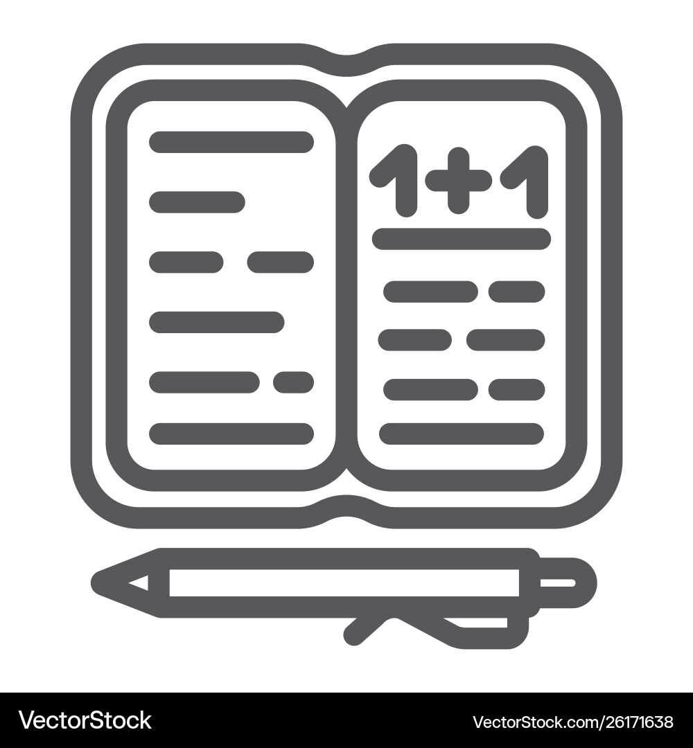 Homework line icon paper and school notebook vector image