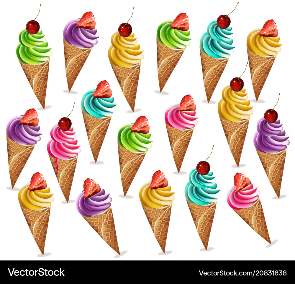 Ice cream pattern colorful different Ice cream pattern colorful different vector image