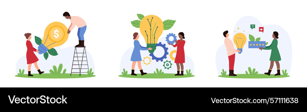 Idea development and monetization feedback set Vector Image